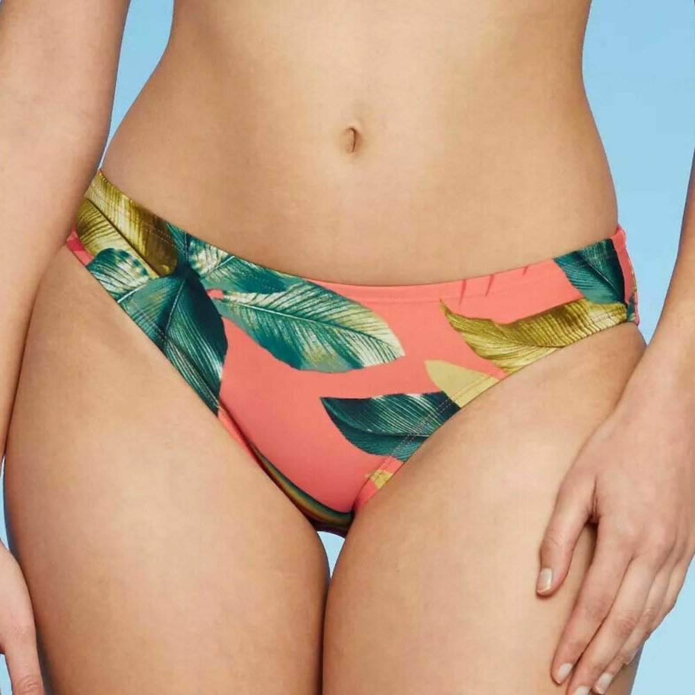 NEW Kona Sol Women's High Coverage Hipster Bikini Bottom Coral Size Small